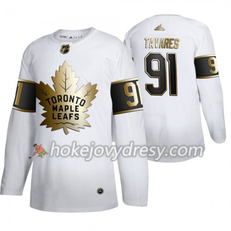 Pánské Hokejový Dres Toronto Maple Leafs John Tavares 91 Adidas 2019-2020 Golden Edition Bílá Authentic